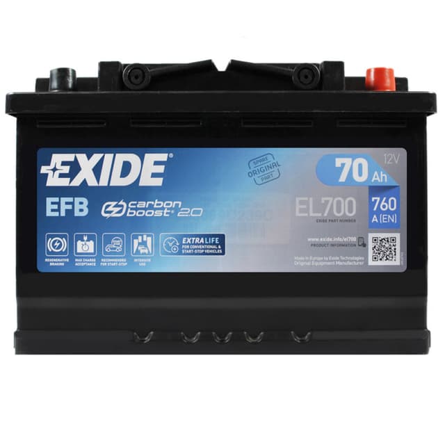 Exide Start-Stop EFB 70Ah 760A 12V R+ (175x190x278)