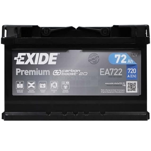 Exide Premium 72Ah 720A 12V R+ (175x175x278)