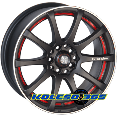 Zorat Wheels 355 5.5x13 4x98 ET25 DIA58.6 черный матовый с полированным ободом и красной полосой внутри полки